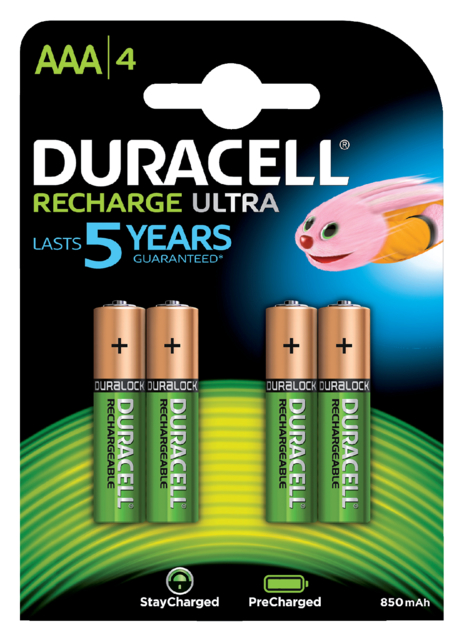 Pile rechargeable Duracell 4x AAA 850mAh Ultra