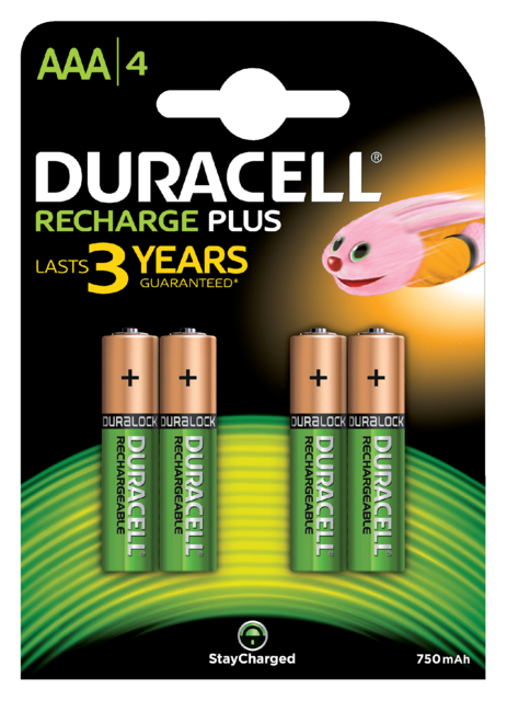 Pile rechargeable Duracell 4x AAA 750mAh Plus