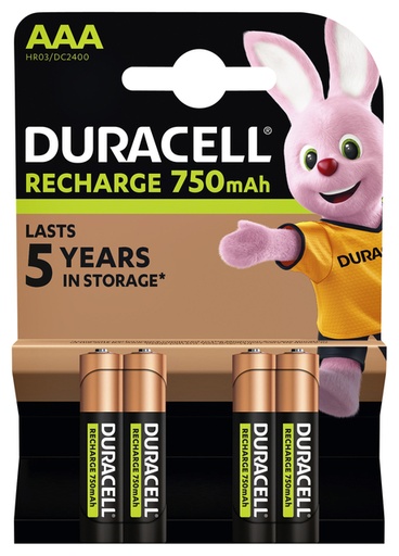 [413798] Pile rechargeable Duracell 4x AAA 750mAh Plus