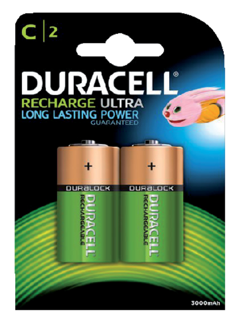 Batterij oplaadbaar Duracell 2xC 3000mAh Plus