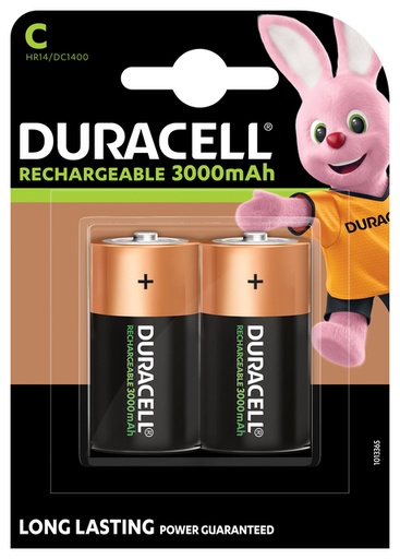 [413695] Pile rechargeable Duracell 2x C 3000mAh Plus