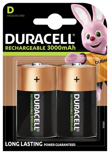 [413696] Batterij oplaadbaar Duracell 2xD 3000mAh Plus