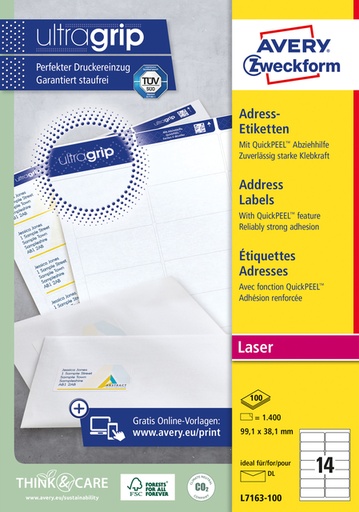 [817185] Etiquette Avery L7163-100 99,1x38,1mm blanc 1400pcs
