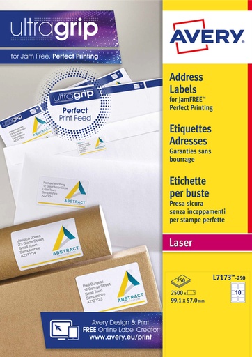 [817371] Etiket Avery L7173-250 99.1x57mm wit 2500 etiketten