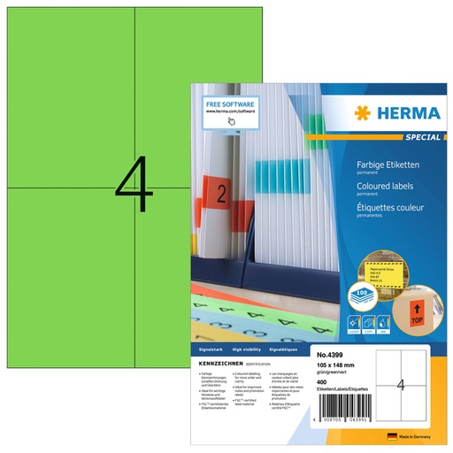 [817740] Etiket HERMA 4399 105x148mm A6 groen 400stuks