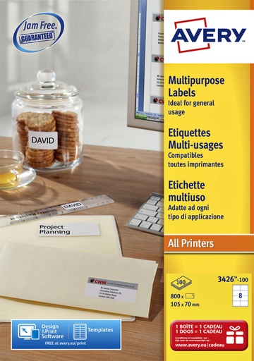 [817535] Etiquette Avery amovible L4745REV-25 96x63,5mm 200 pièces