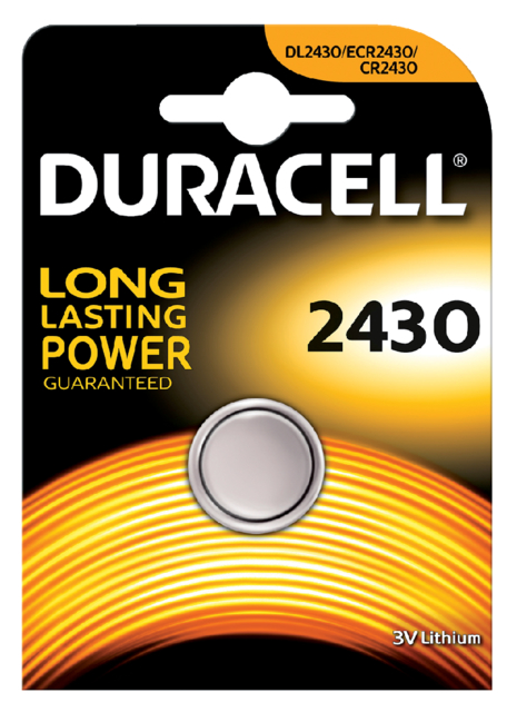 Batterij Duracell knoopcel 1xCR2430 lithium Ø24mm 3V-280mAh