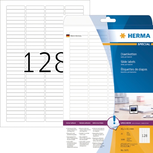 [817200] Etiquette HERMA 5071 43,2x8,5mm dia blanc 3200 pièces