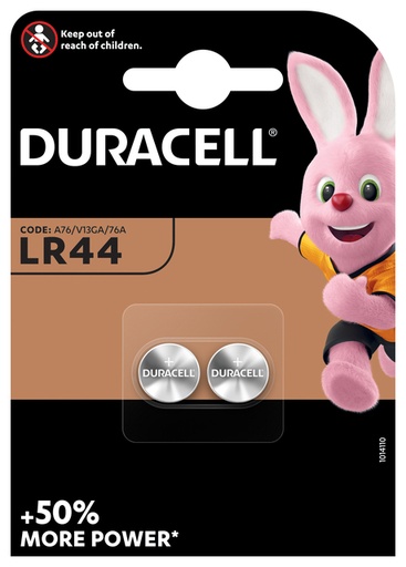 [413630] Batterij Duracell knoopcel 2xLR44 alkaline Ø11,6mm 2 stuks