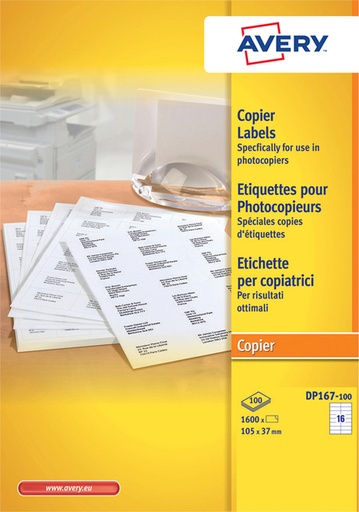 [817126] Etiquette Avery DP167-100 105x37mm 1600 pièces