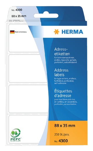 [817000] Etiket HERMA adres 4300 88x35mm zig-zag 250 stuks