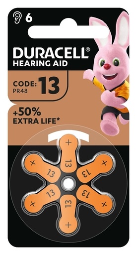 [413588] Batterij Duracell Hearing DA13 Ø7,9mm 310mAh 6 stuks