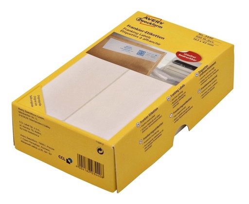 [811411] Etiquette affranchissement Avery Zweckform 3441 128x38mm 500 pcs