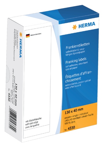 [817410] Frankeeretiket HERMA 4330 130x40mm 500 stuks