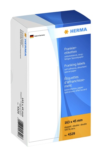 [817411] Frankeeretiket HERMA 4329 dubbel 163x45mm 500 stuks