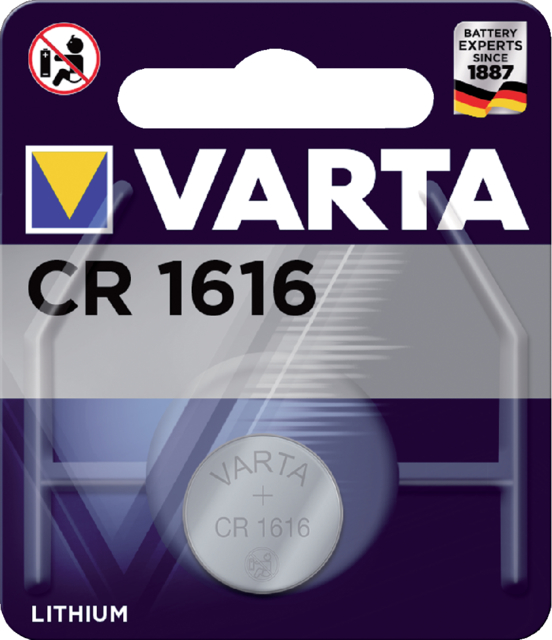 Pile bouton Varta CR1616 lithium blister 1 pièce