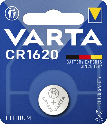 [413774] Pile bouton Varta CR1620  lithium blister 1 pièce