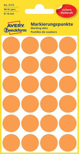 [811036] Etiquette Avery Zweckform 3173 rond 18mm orange 96 étiquettes