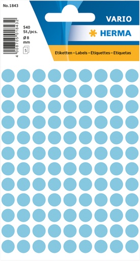 [810903] Etiquette HERMA 1843 rond 8mm bleu 540 pièces