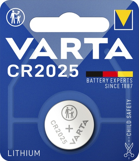 [413776] Pile bouton Varta CR2025 lithium blister 1 pièce