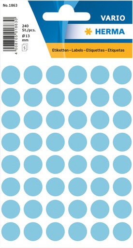 [810923] Etiket HERMA 1863 rond 12mm blauw 240 stuks