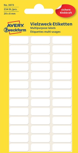 [811100] Etiket Avery Zweckform 3073 20x8mm wit 234 etiketten