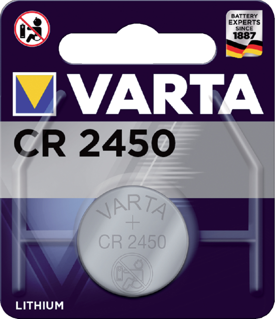 Pile bouton Varta CR2450 lithium blister 1 pièce
