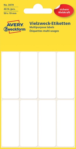 [811106] Etiquette Avery Zweckform 3079 50x19mm blanc 48 pièces