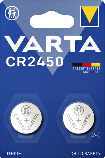 [413866] Pile bouton Varta CR2450 lithium blister 2 pièces
