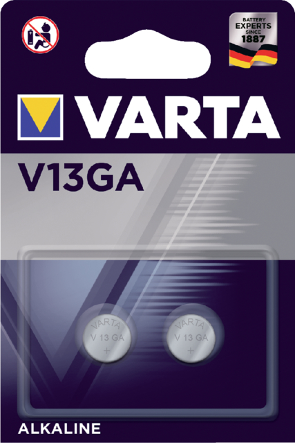 Pile bouton Varta V13GA lithium alcaline blister 2 pièces