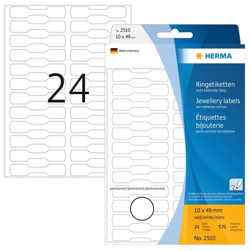 [816799] Etiquette HERMA 2510 10x49mm blanc 576 pièces