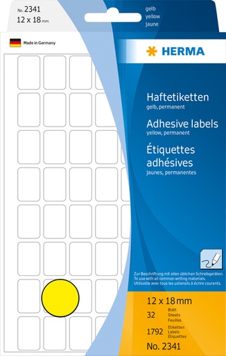 [816465] Etiket HERMA 2341 12x18mm geel 1792 stuks