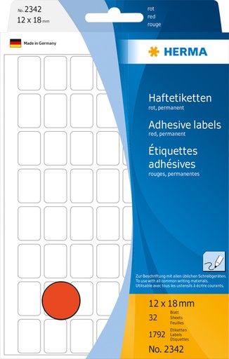 [816462] Etiquette HERMA 2342 12x18mm rouge 1792 pièces