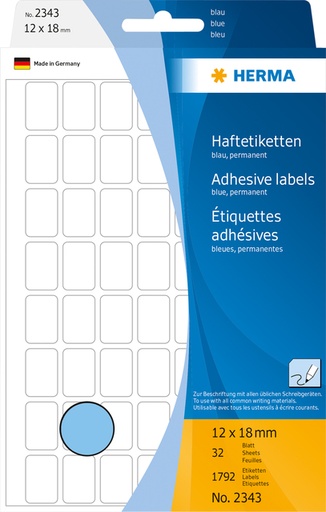 [816463] Etiket HERMA 2343 12x18mm blauw 1792stuks
