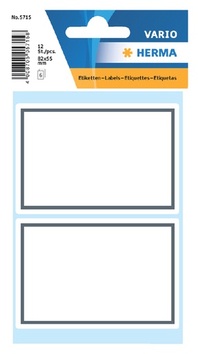 [815451] Etiquette cahier HERMA 5715 53x80mm cadre gris 12 pièces