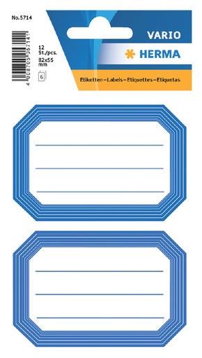 [818100] Etiket HERMA 5714 82x55mm schrift blauwe rand 12 stuks