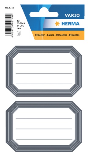 [818102] Etiquette cahier HERMA 5719 82x55mm cadre gris 12 pièces