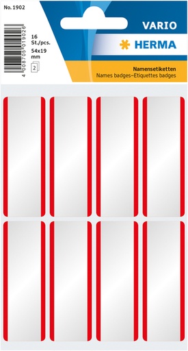 [818005] Etiquette badge HERMA 1902 54x19mm blanc/rouge 16 pièces
