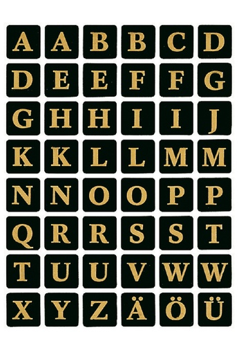 [818049] Etiquette HERMA 4130 lettres A-Z or sur noir 13x13mm