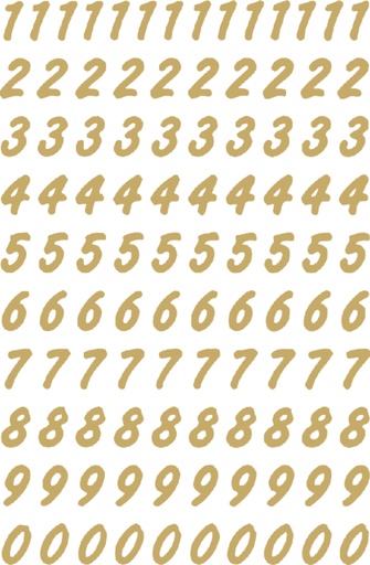 [818174] Etiket HERMA 4151 8mm getallen 0-9 goud op transparant 200st