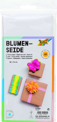 [141930] Papier de soie Folia 50x70cm 20g nr 00 blanc 5 feuilles