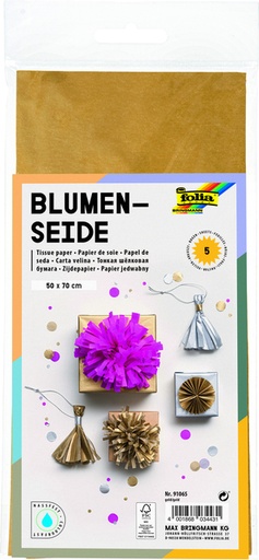 [141939] Papier de soie Folia 50x70cm 20g nr 65 or 5 feuilles