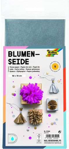 [141938] Papier de soie Folia 50x70cm 20g nr 66 argent 5 feuilles