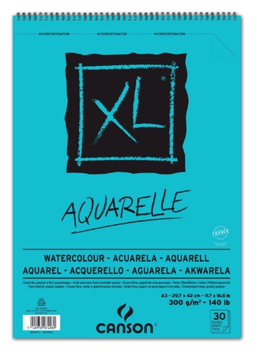 [746280] Aquarelblok Canson XL A3 30v 300gr spiraal