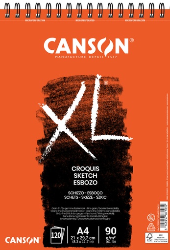 [746271] Schetspapier Canson XL Sketch 120vel 90gr A4 ivoorwit