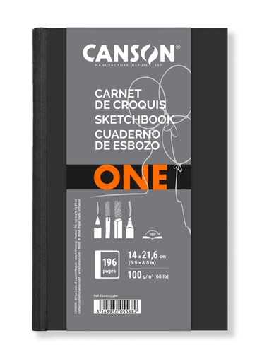 [746331] Carnet de croquis Canson Art Book One Couverture rigide 140x216mm 98 feuilles blanches 100g