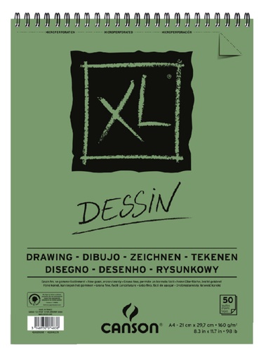 [746273] Bloc à dessin Canson XL Dessin A4 160g spirale 50 feuilles