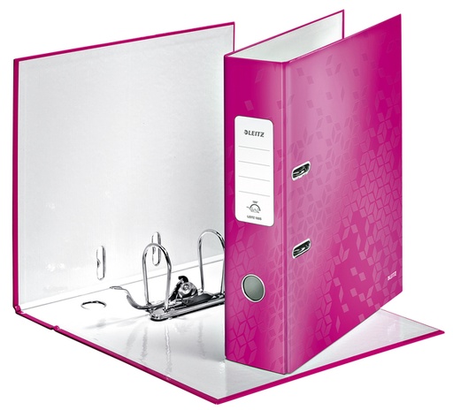 [502461] Classeur à levier Leitz WOW 180° A4 80mm laminé rose