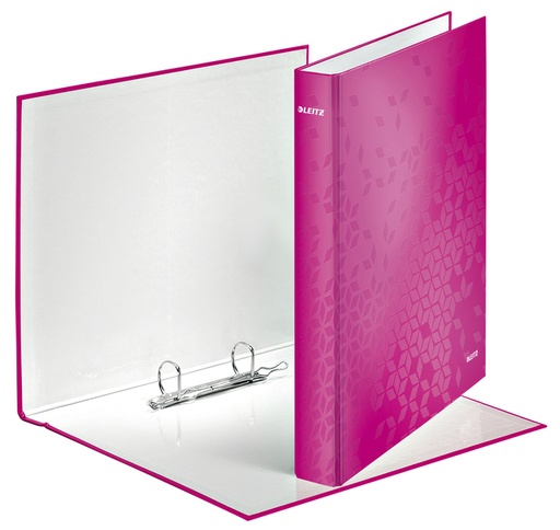 [502869] Classeur Leitz WOW A4 maxi 2 anneaux méc-D 25mm rose