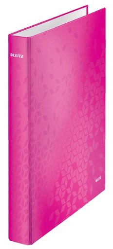 [502874] Classeur Leitz WOW A4 maxi 4 anneaux méc-D 25mm rose